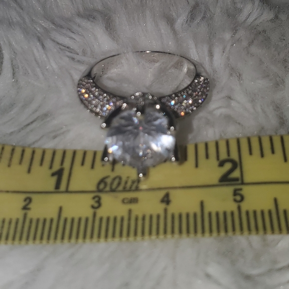 Diamond silver engagement ring size 7 - Picture 2 of 4